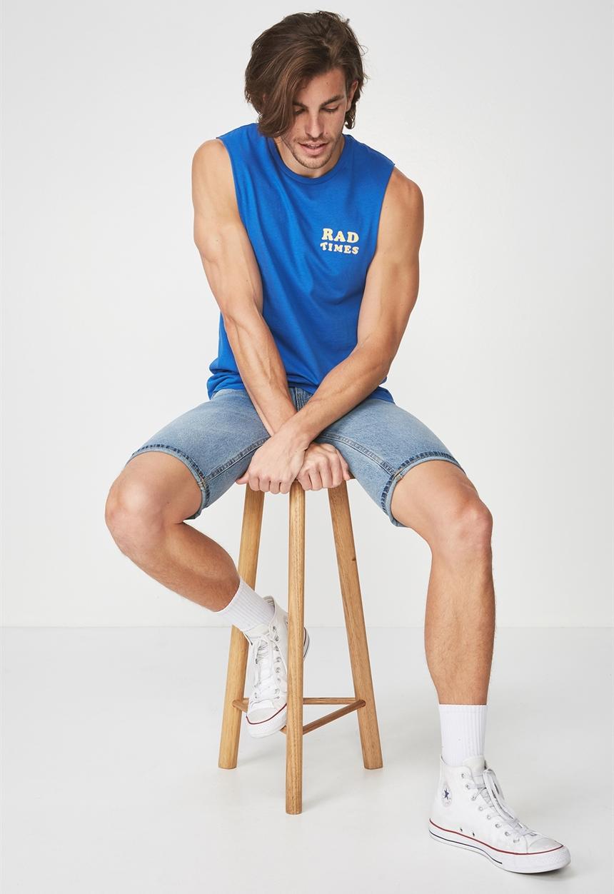 Cotton On - Rad times tbar muscle tee - blue 