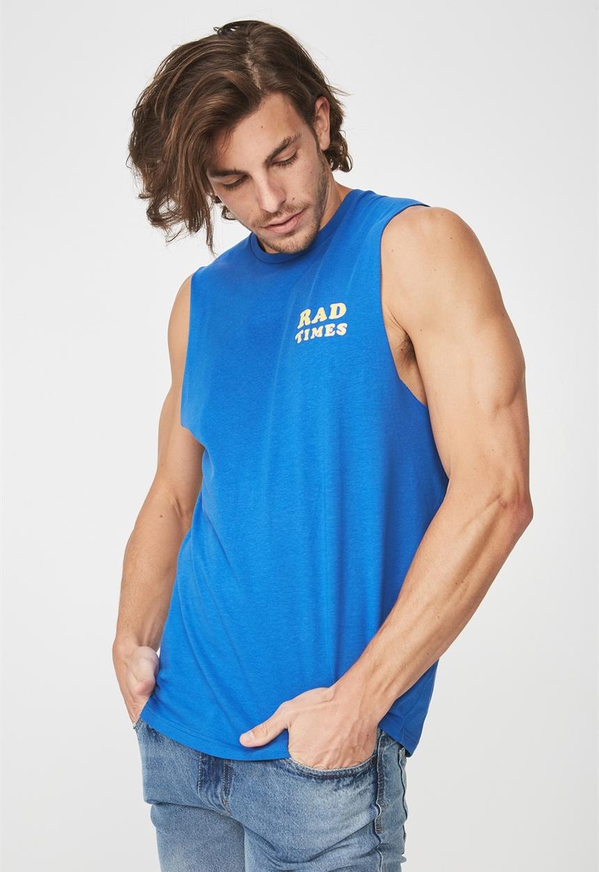Cotton On - Rad times tbar muscle tee - blue 