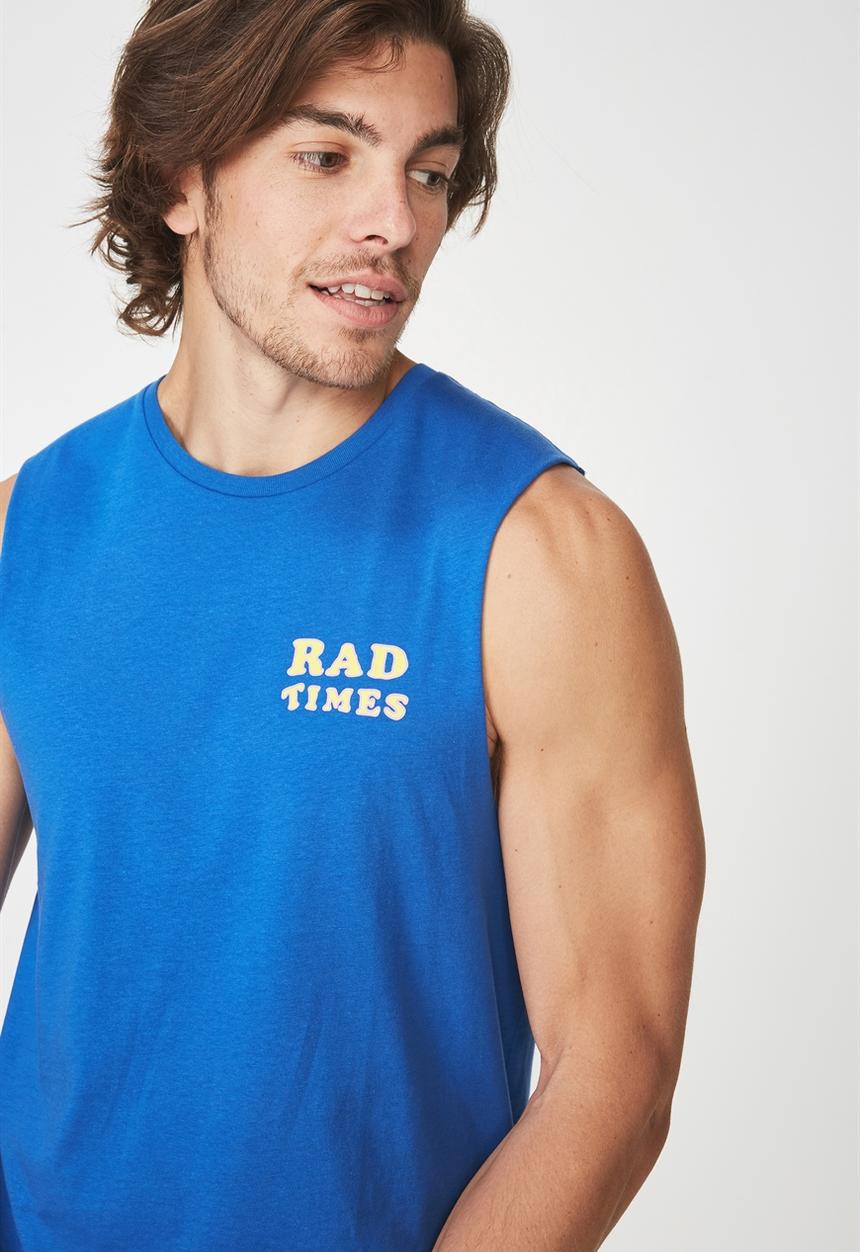 Cotton On - Rad times tbar muscle tee - blue 