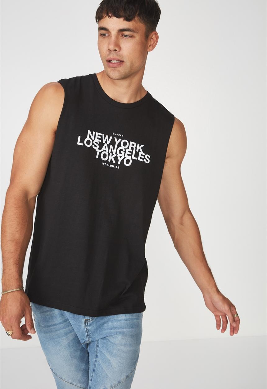 Cotton On - NY Tbar muscle - black