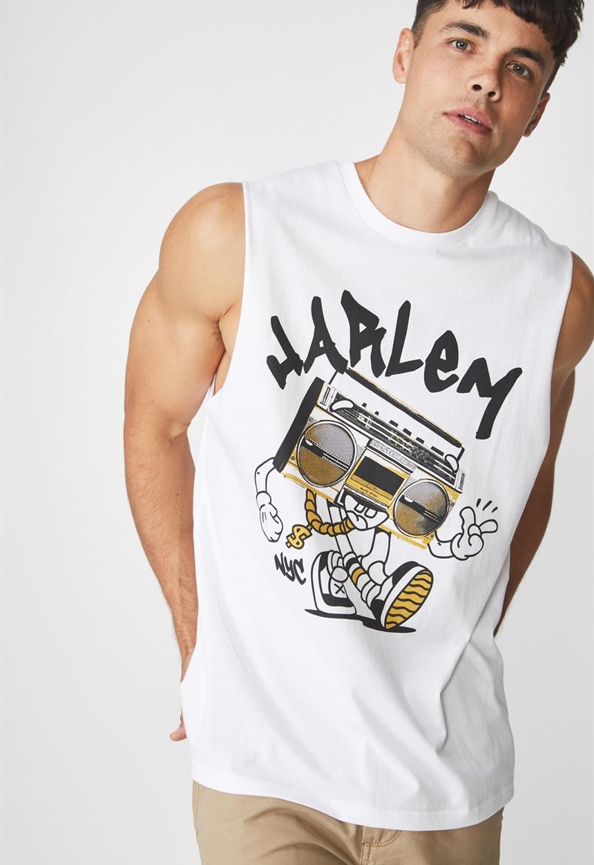 Cotton On - Ghetto Tbar muscle tee - white