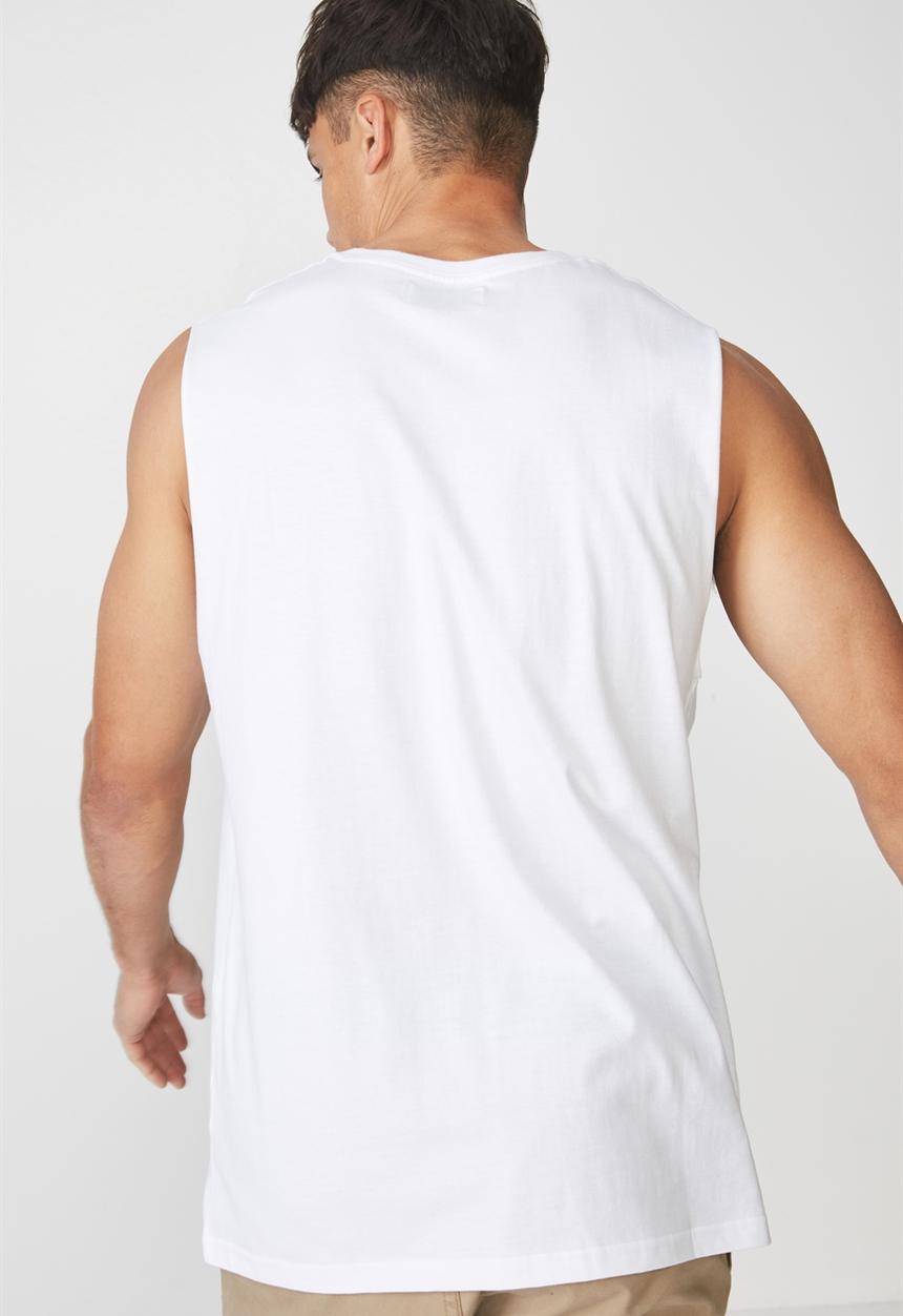 Cotton On - Ghetto Tbar muscle tee - white