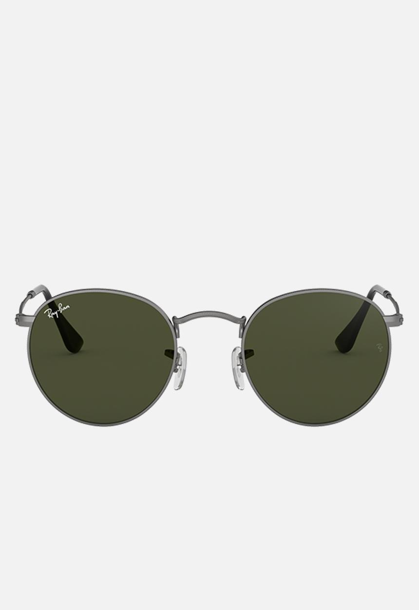 Ray-Ban - Round metal sunglasses - matte gunmetal & crystal green