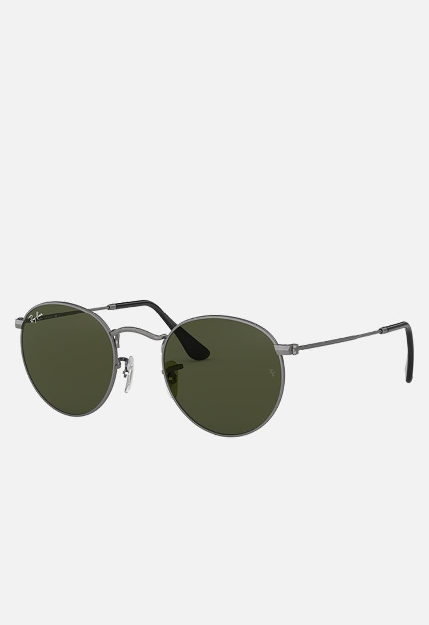 Ray-Ban - Round metal sunglasses - matte gunmetal & crystal green
