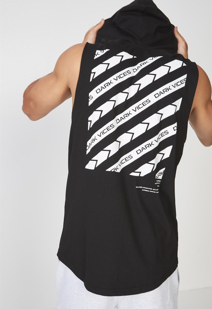 Cotton On - Dark vices NY hustle muscle tee - black 