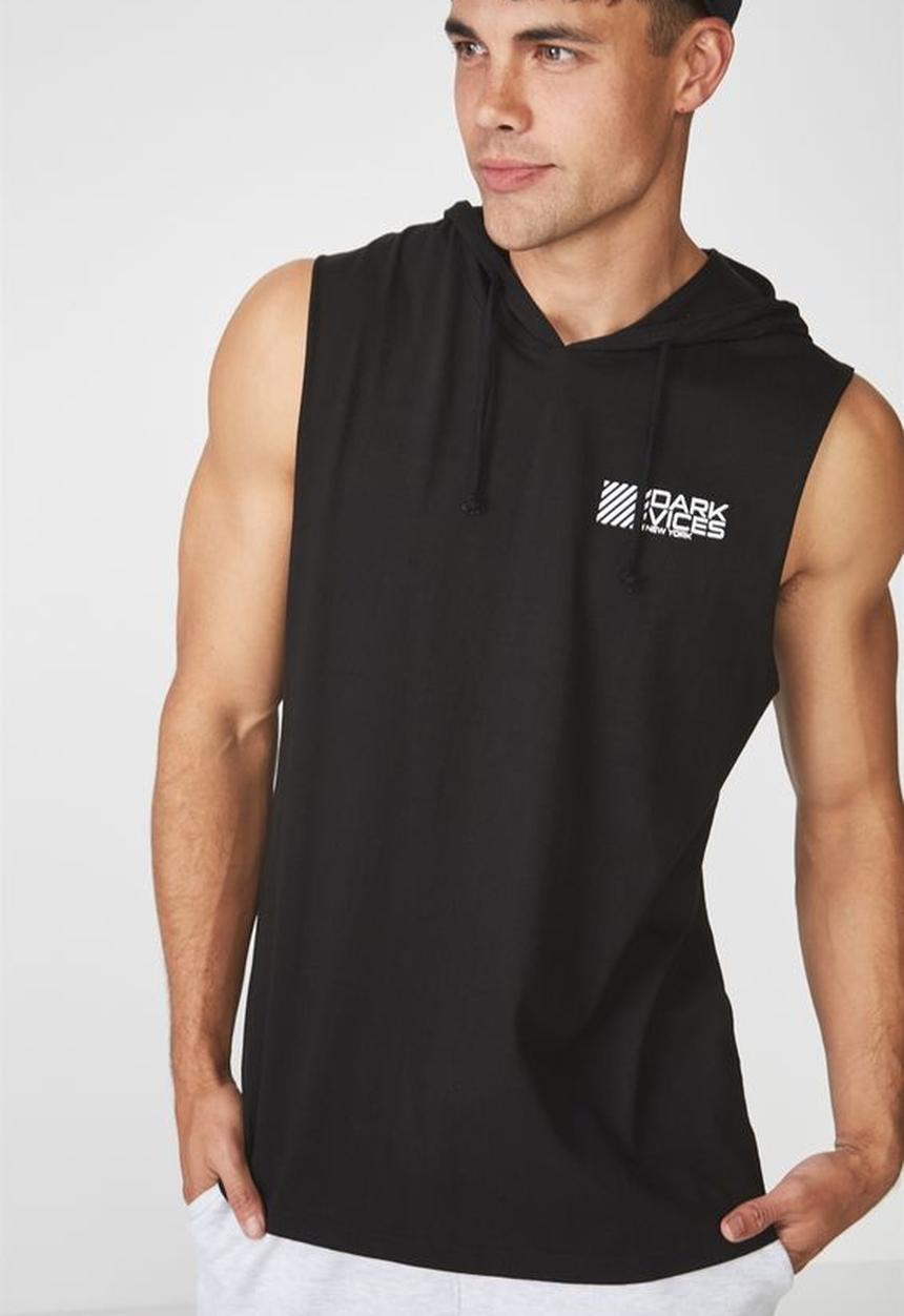 Cotton On - Dark vices NY hustle muscle tee - black 
