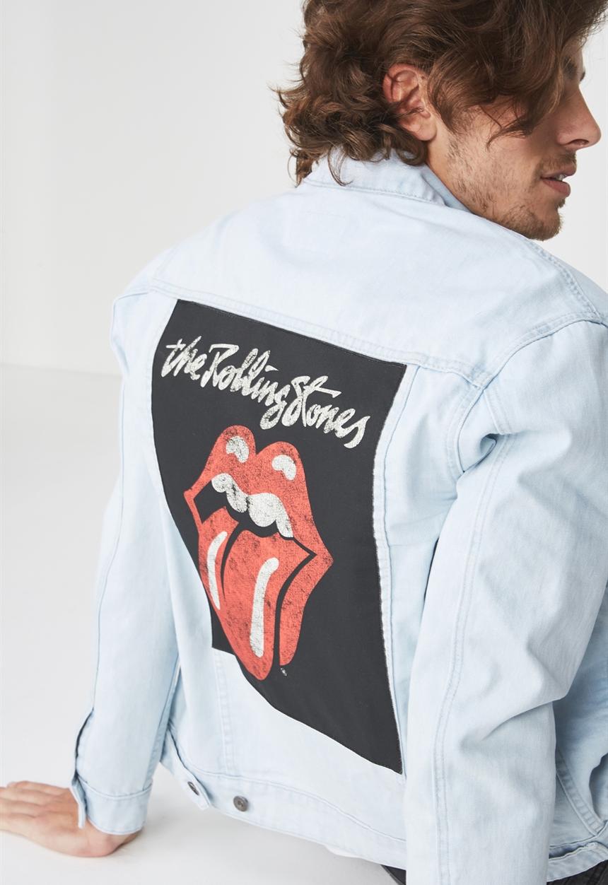 Cotton On - Rodeo Rolling Stone lips collaboration jacket - blue