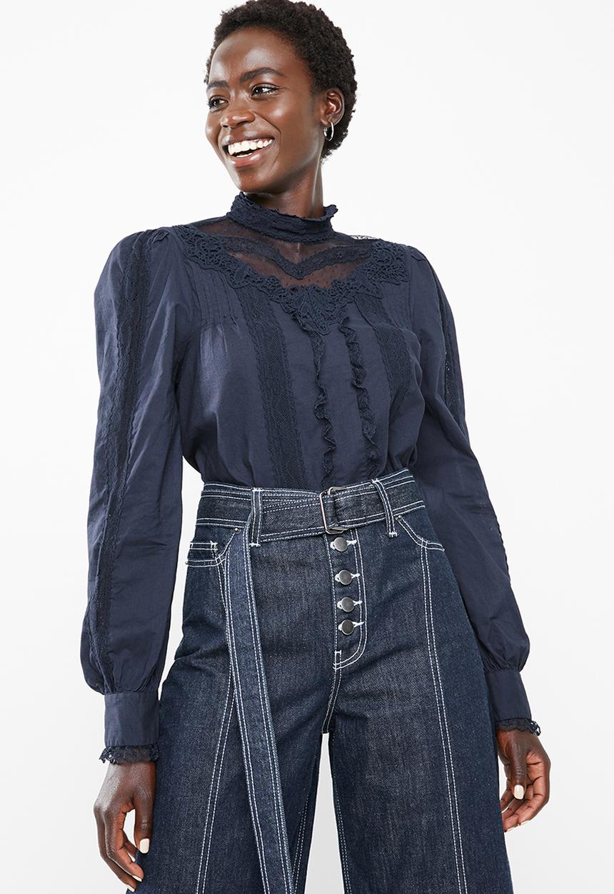 Vero Moda - Dawn long sleeve midi shirt - navy