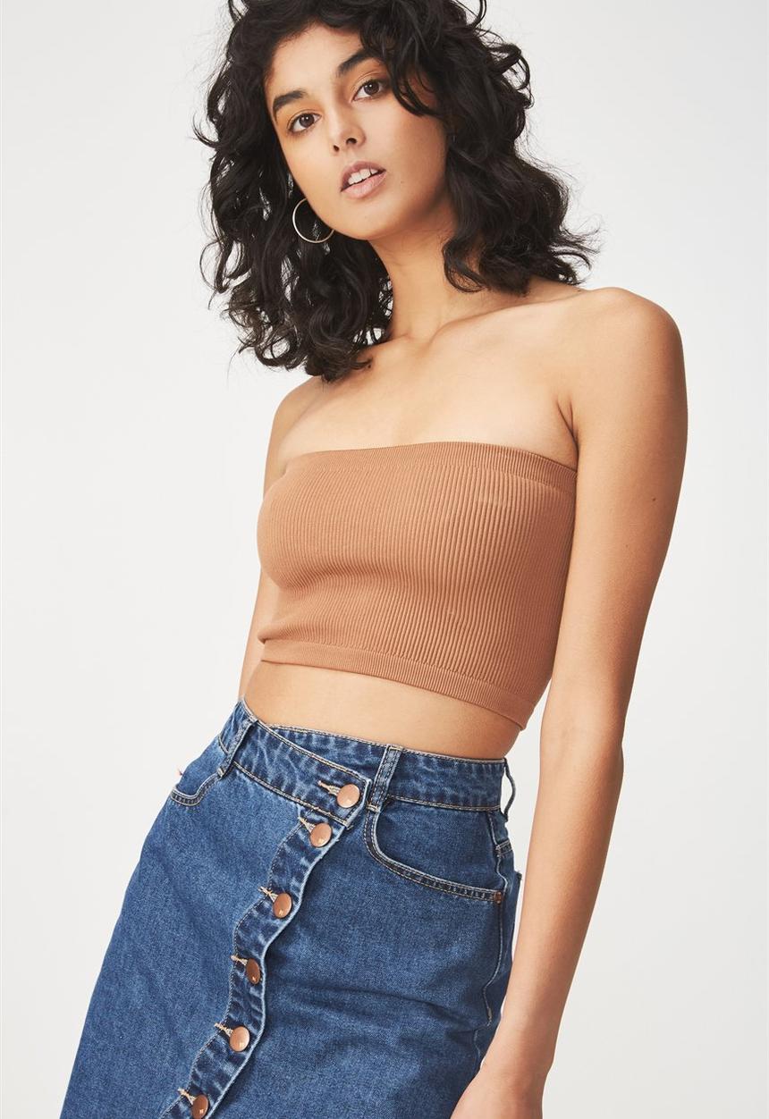 Cotton On - Samantha seam free rib tube top - brown