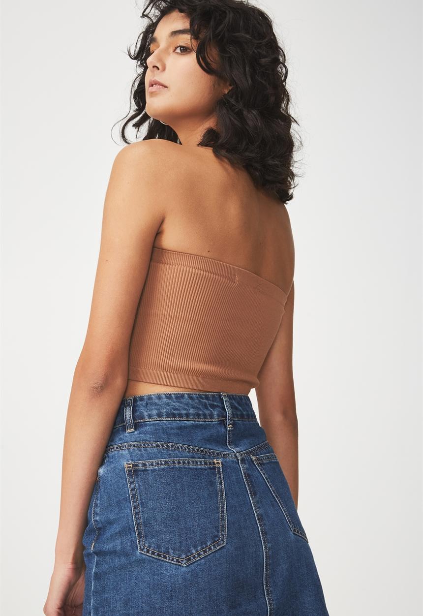 Cotton On - Samantha seam free rib tube top - brown