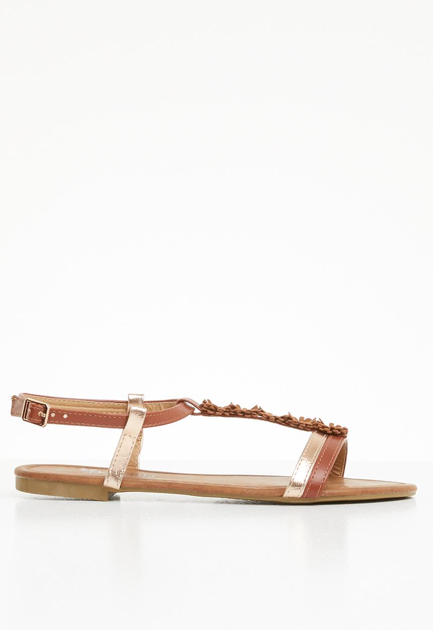 Butterfly Feet - Farial flower detail sandals - tan