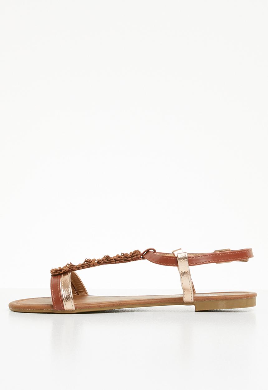 Butterfly Feet - Farial flower detail sandals - tan