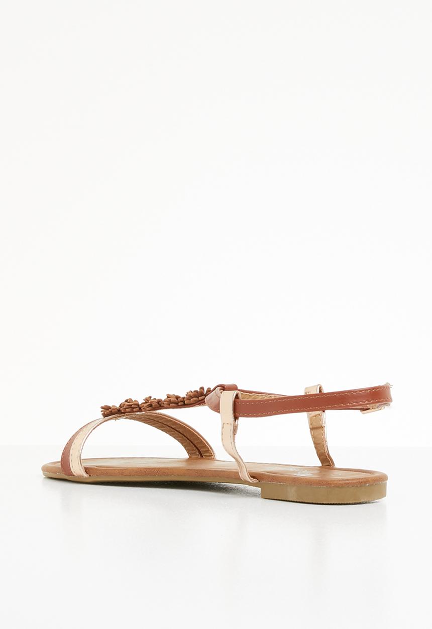 Butterfly Feet - Farial flower detail sandals - tan