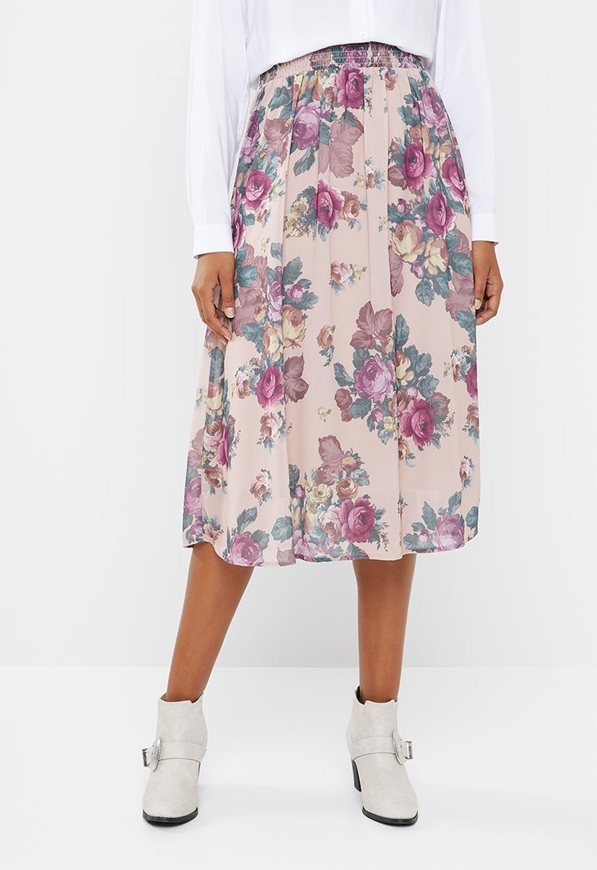 Vero Moda - Gina calf skirt - peach & pink