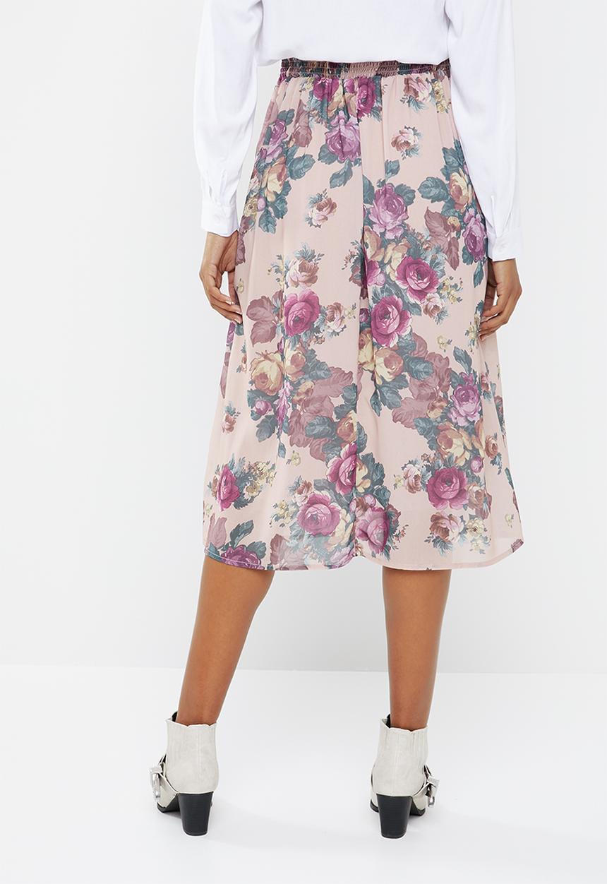 Vero Moda - Gina calf skirt - peach & pink
