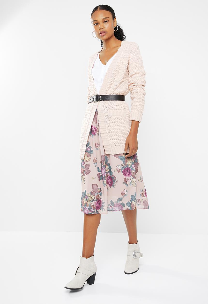Vero Moda - Gina calf skirt - peach & pink