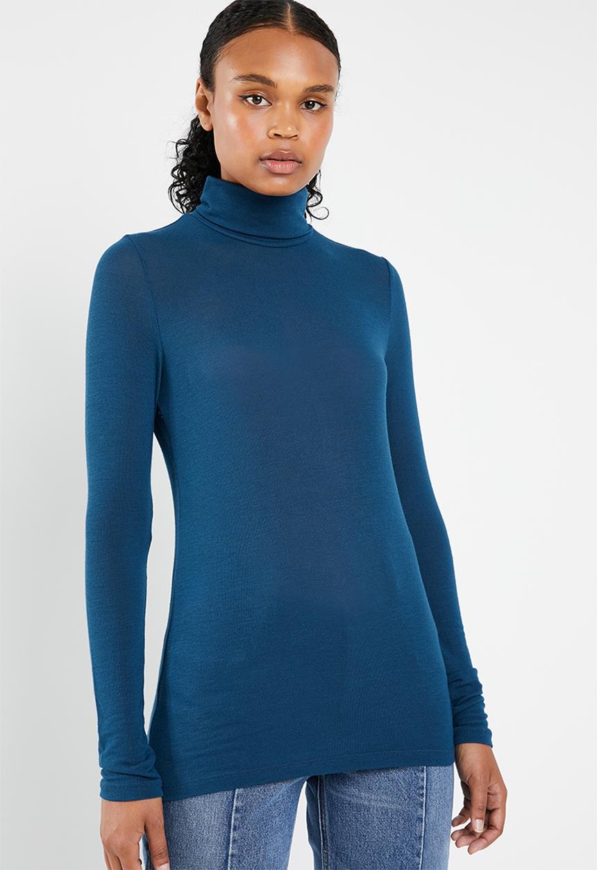 Vero Moda - Jakuri long sleeve midid rollneck top - blue