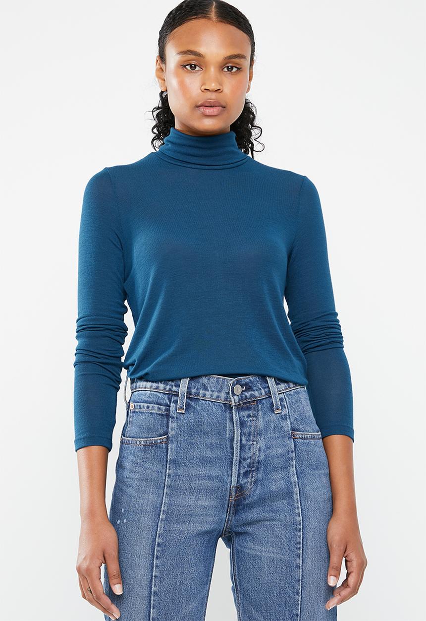 Vero Moda - Jakuri long sleeve midid rollneck top - blue