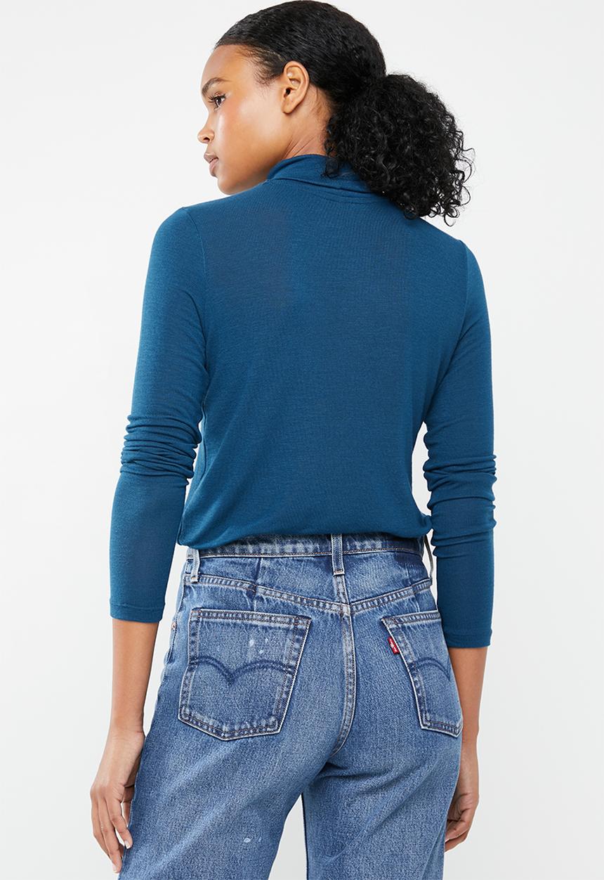 Vero Moda - Jakuri long sleeve midid rollneck top - blue