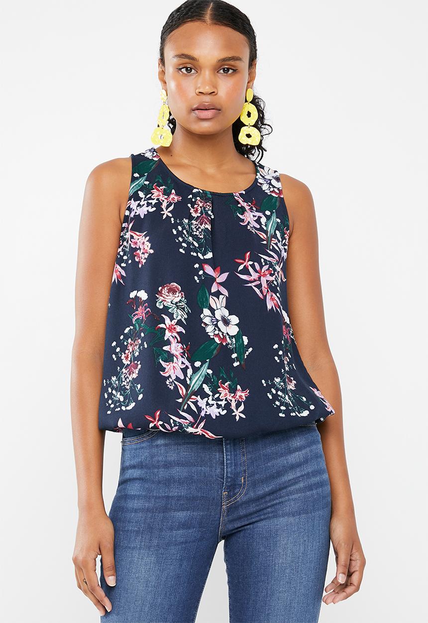 Vero Moda - Cheer hanna short sleeve top - navy