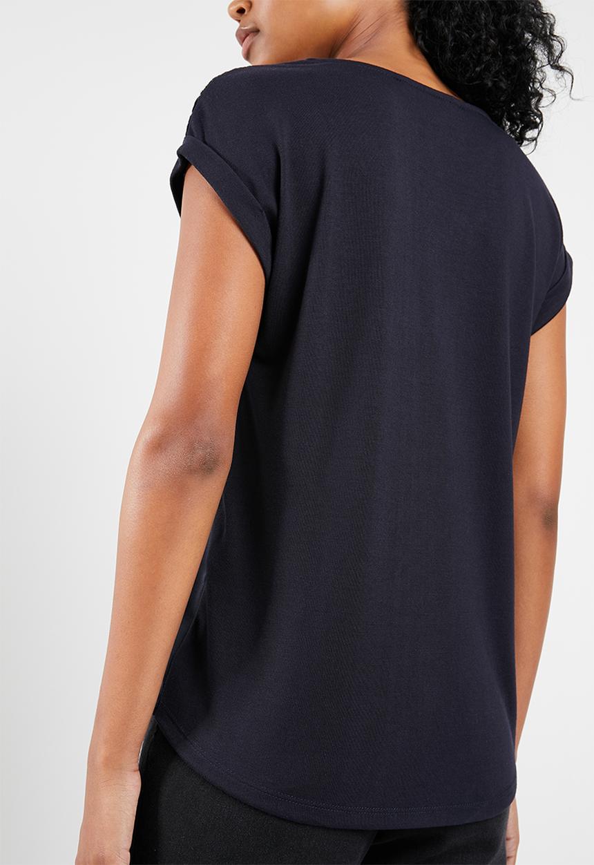 Vero Moda - Dean mix short sleeve wide top - navy
