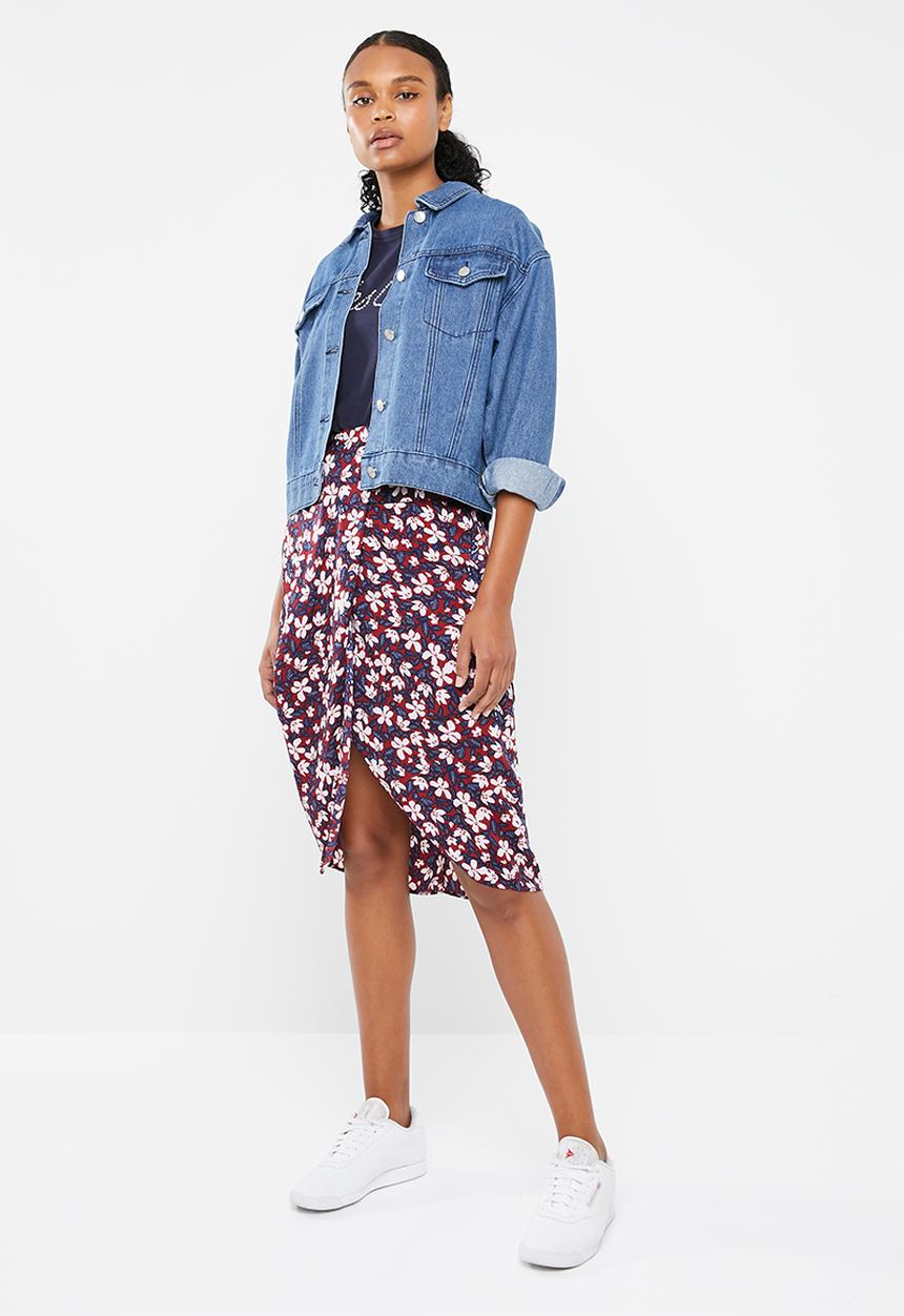 Vero Moda - Billia knee skirt - burgundy & navy