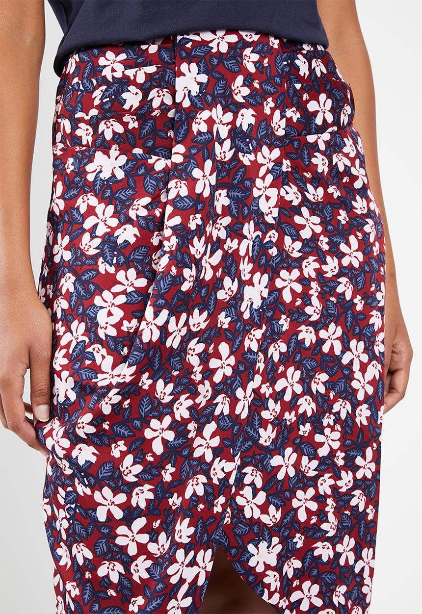 Vero Moda - Billia knee skirt - burgundy & navy