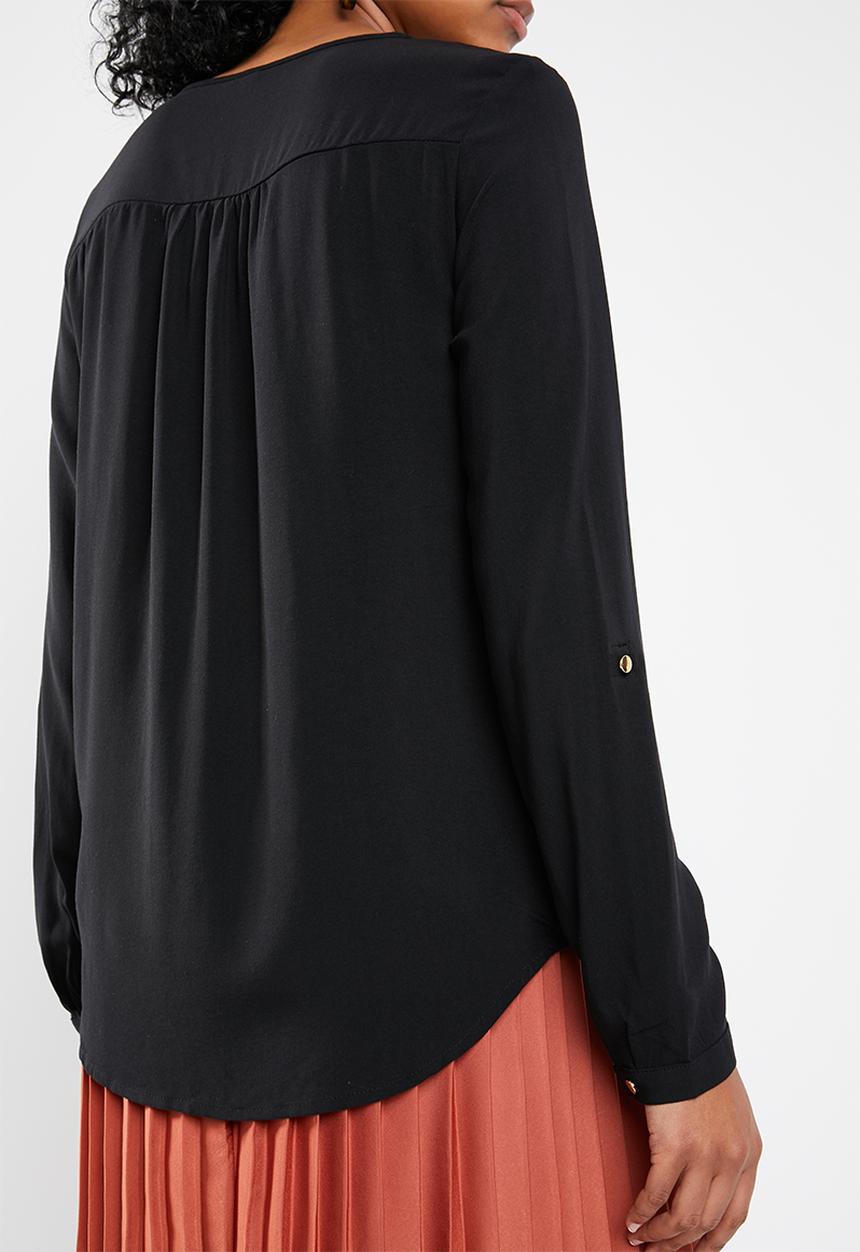 Vero Moda - Debbie lace long sleeve top - black