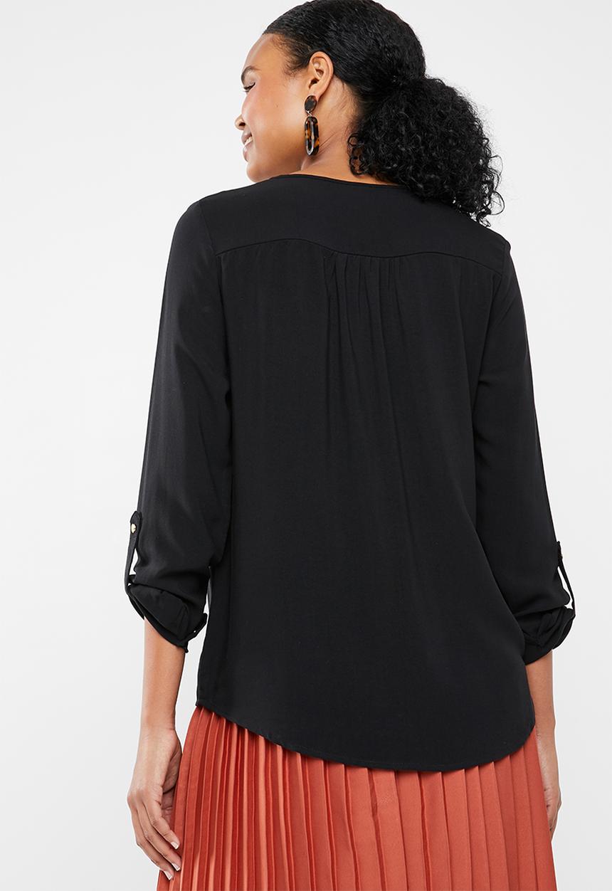 Vero Moda - Debbie lace long sleeve top - black