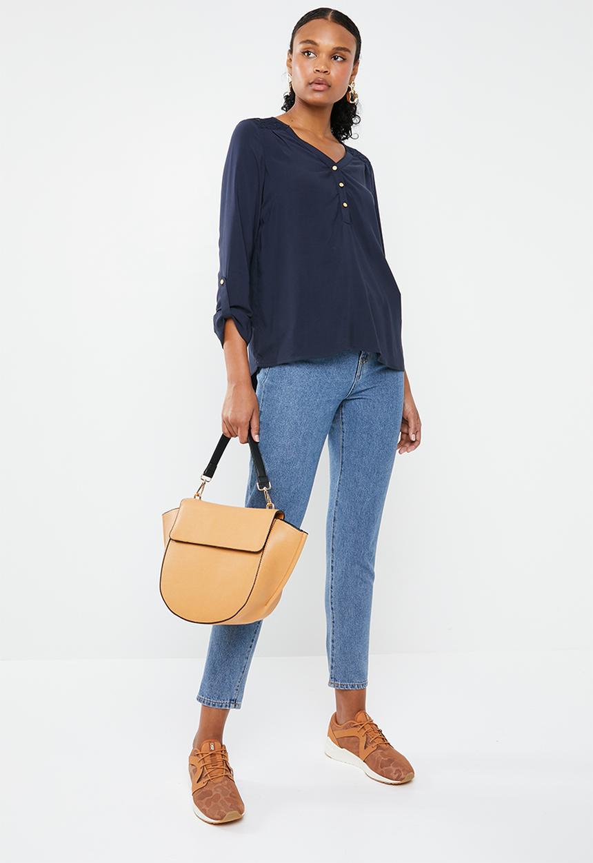 Vero Moda - Debbie lace long sleeve top - navy