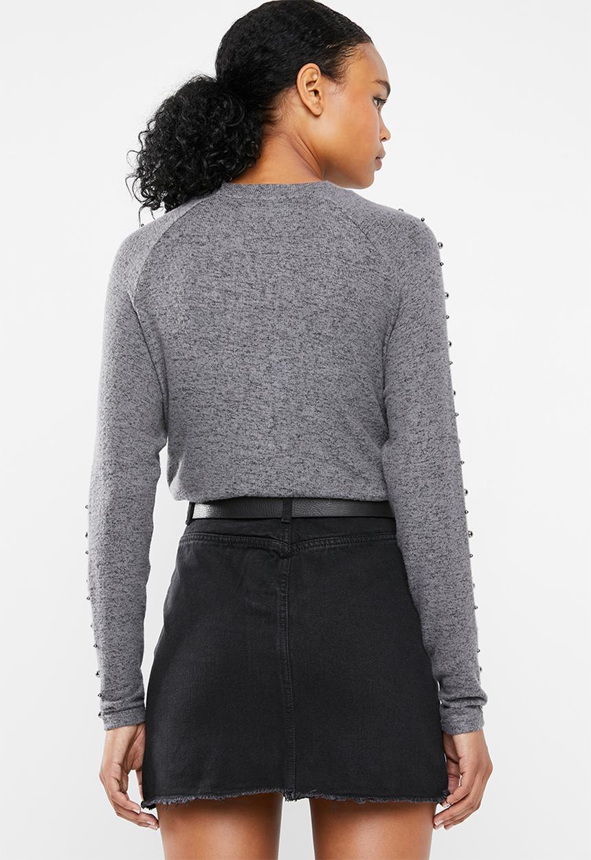 Vero Moda -  Pearl long sleeve o-neck knit - grey