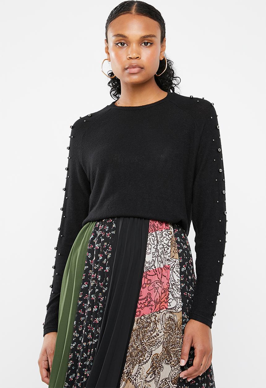 Vero Moda - Pearl long sleeve o-neck knit - black