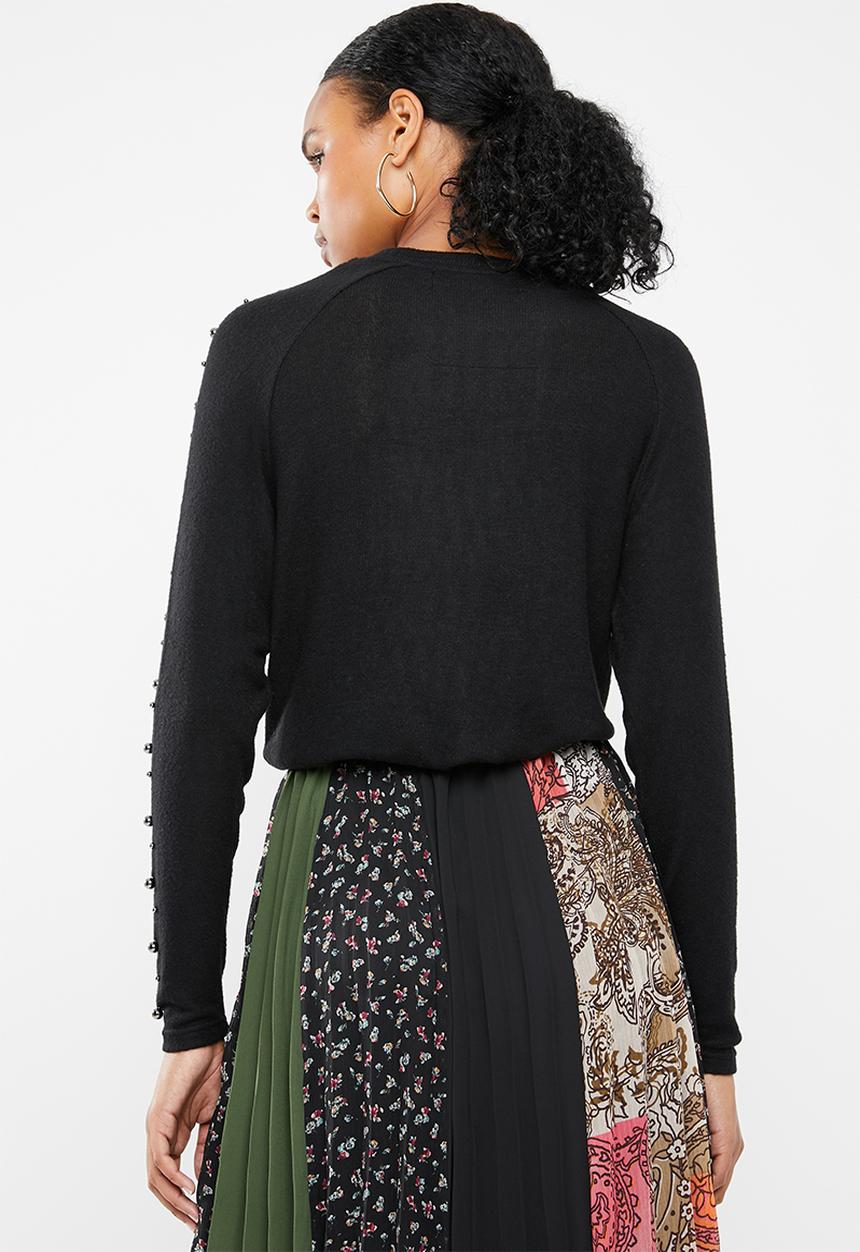 Vero Moda - Pearl long sleeve o-neck knit - black