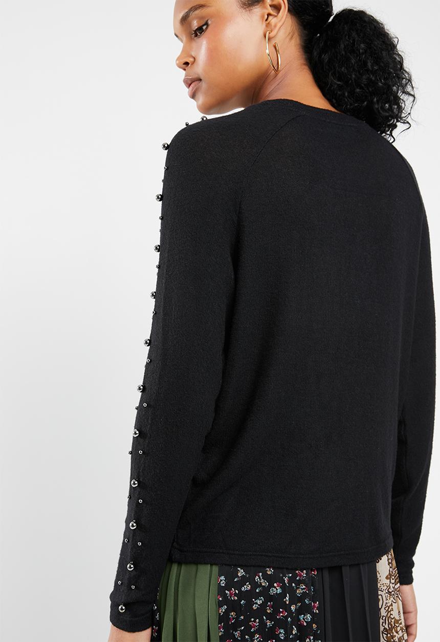 Vero Moda - Pearl long sleeve o-neck knit - black