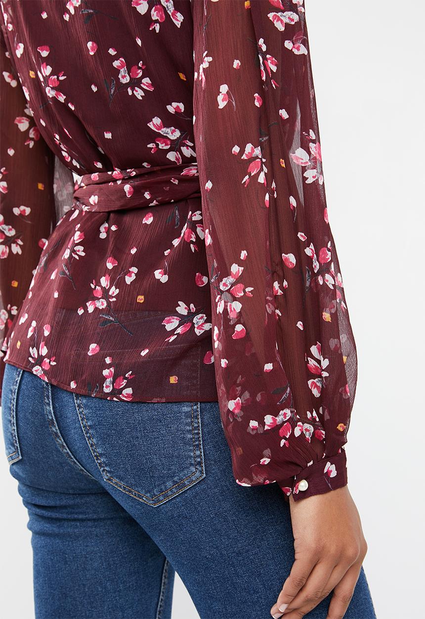 Vero Moda - Maya 3/4 wrap blouse - wine