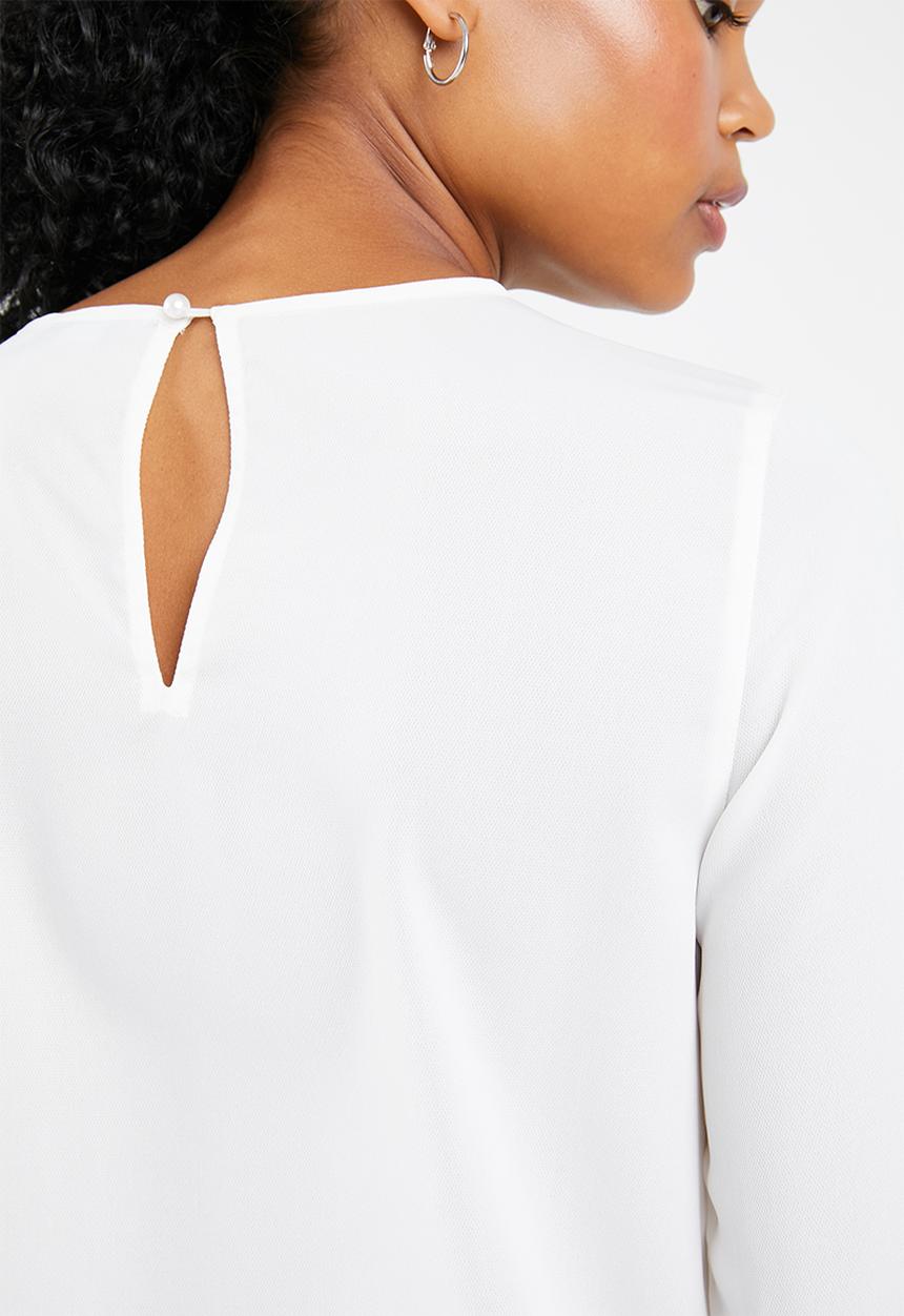 Vero Moda - Dagmar long sleeve midi top - white