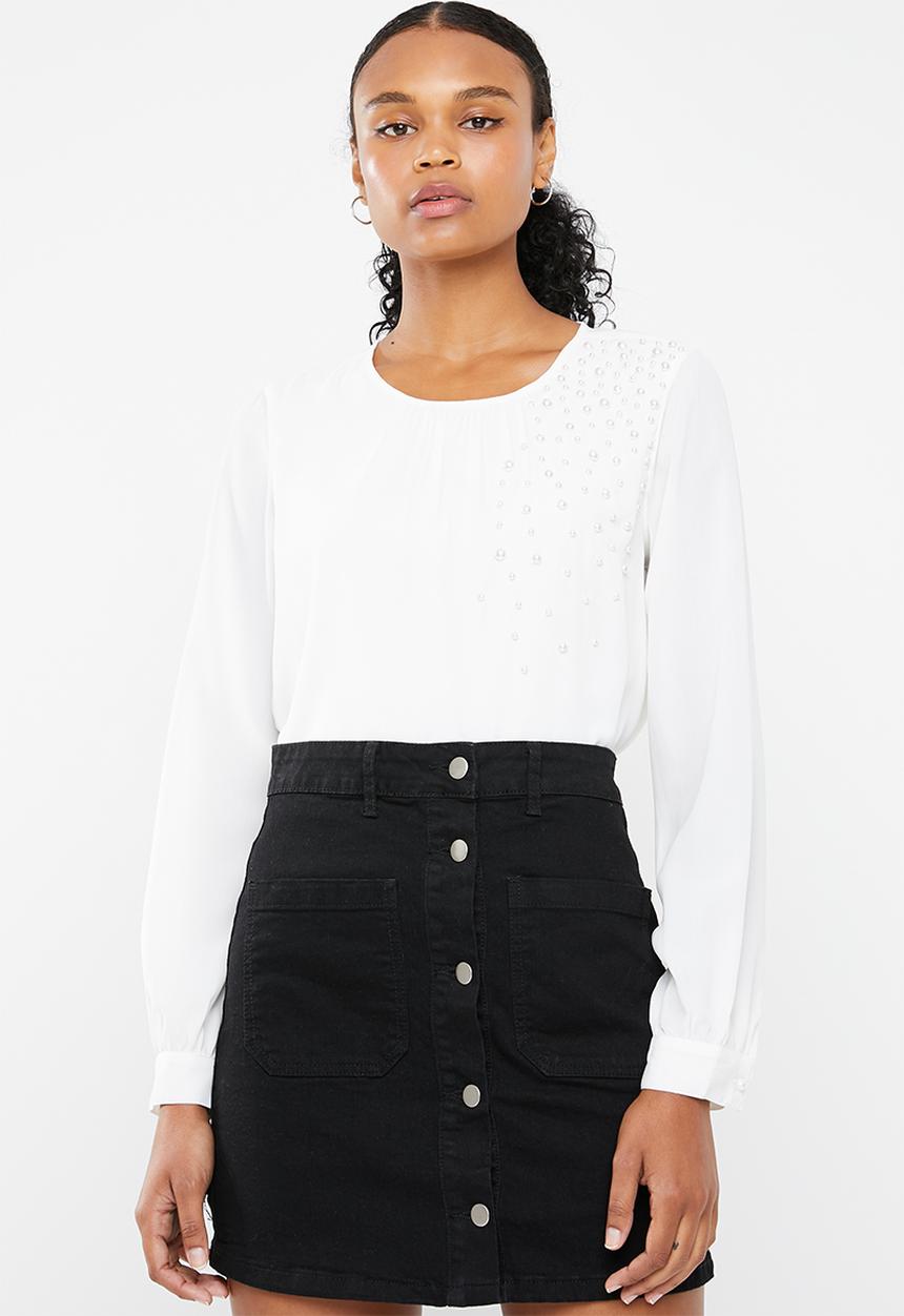 Vero Moda - Dagmar long sleeve midi top - white