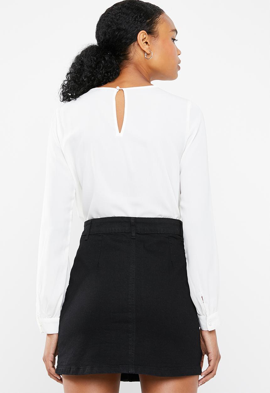Vero Moda - Dagmar long sleeve midi top - white