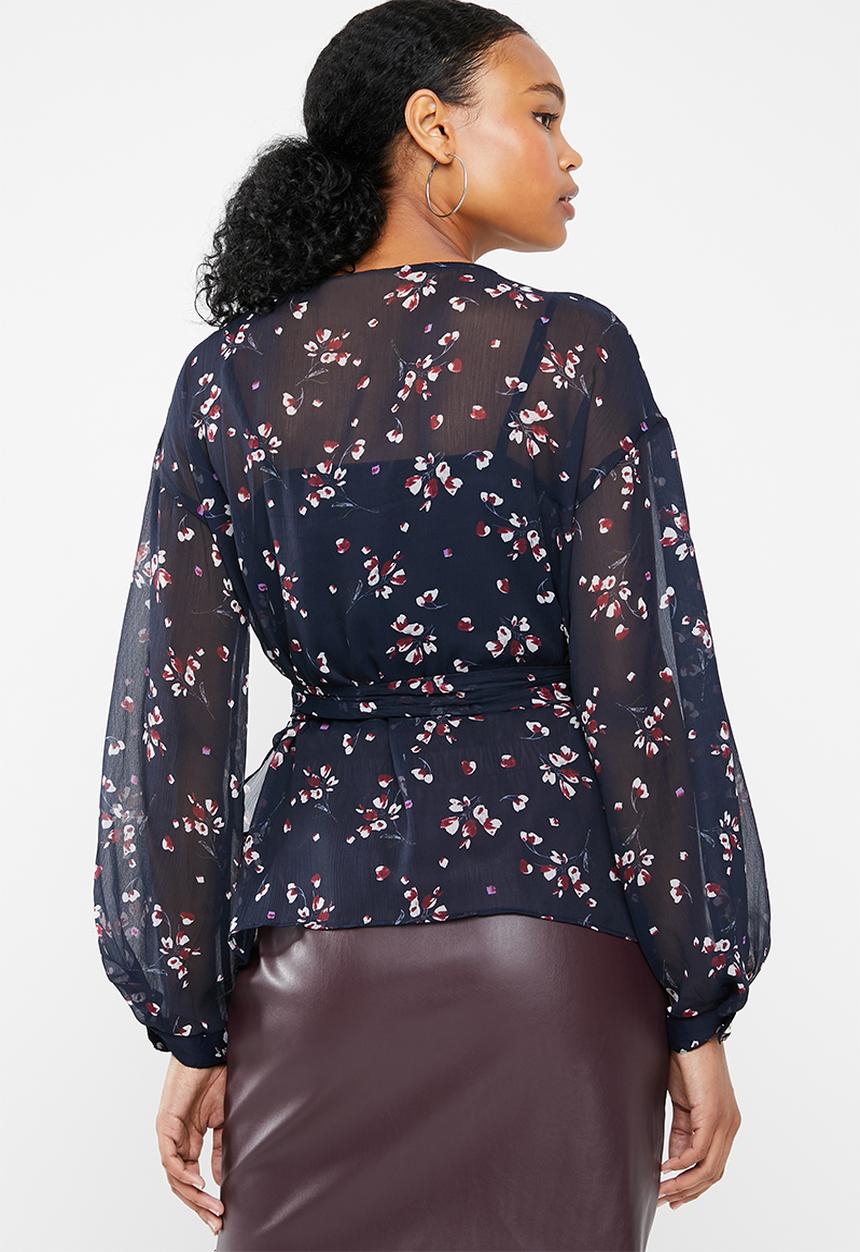 Vero Moda - Maya 3/4 wrap blouse - navy