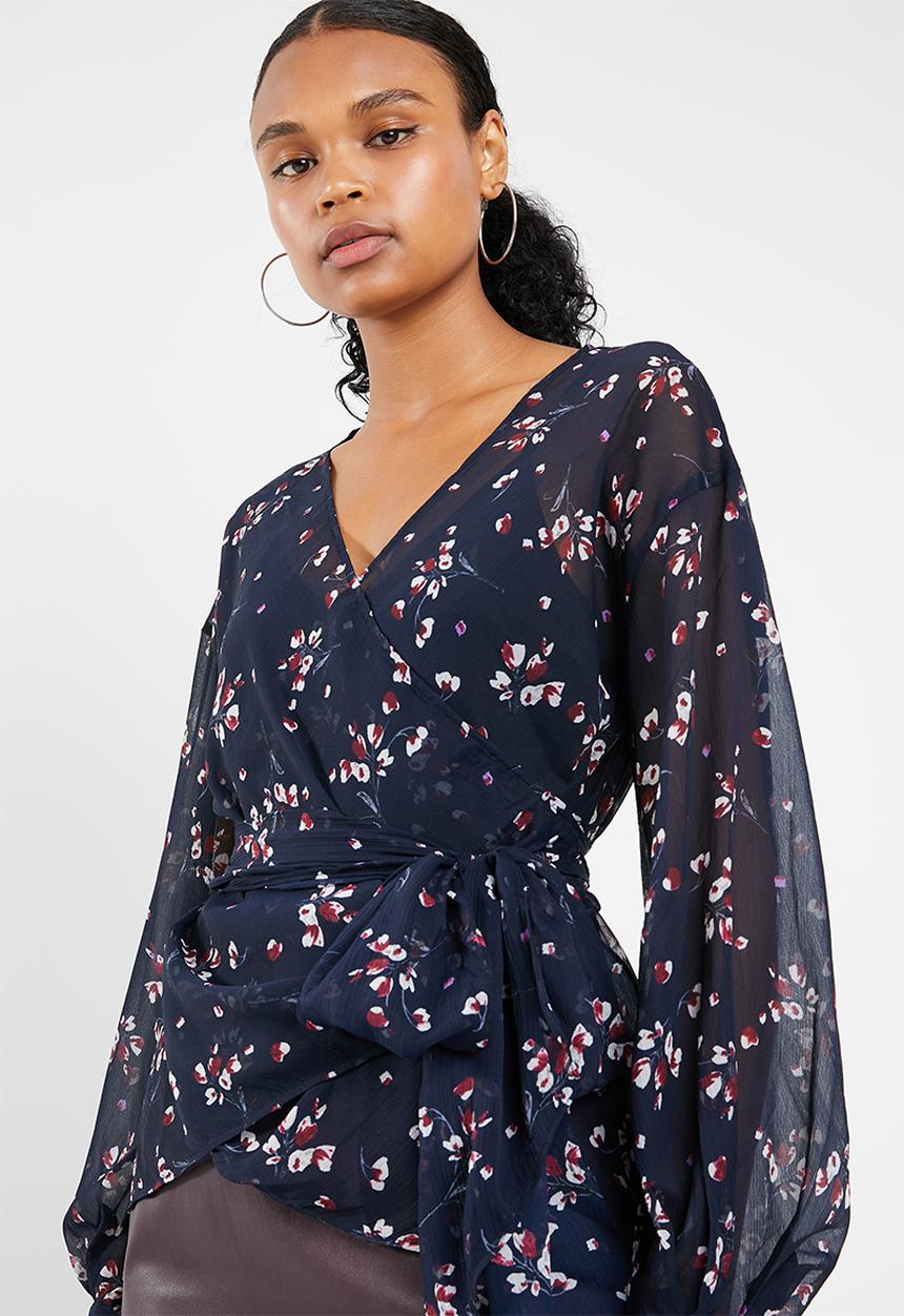 Vero Moda - Maya 3/4 wrap blouse - navy