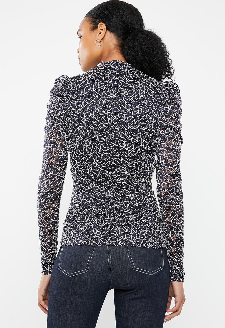 Vero Moda - Desiree long sleeve lace blouse - navy
