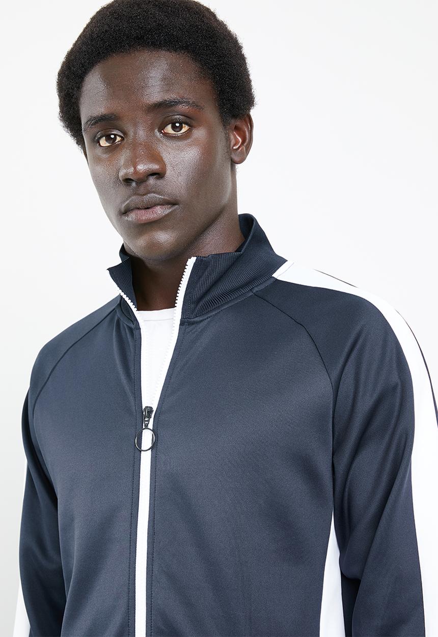 Jack & Jones - Auto sweat high neck side stripe - navy & white