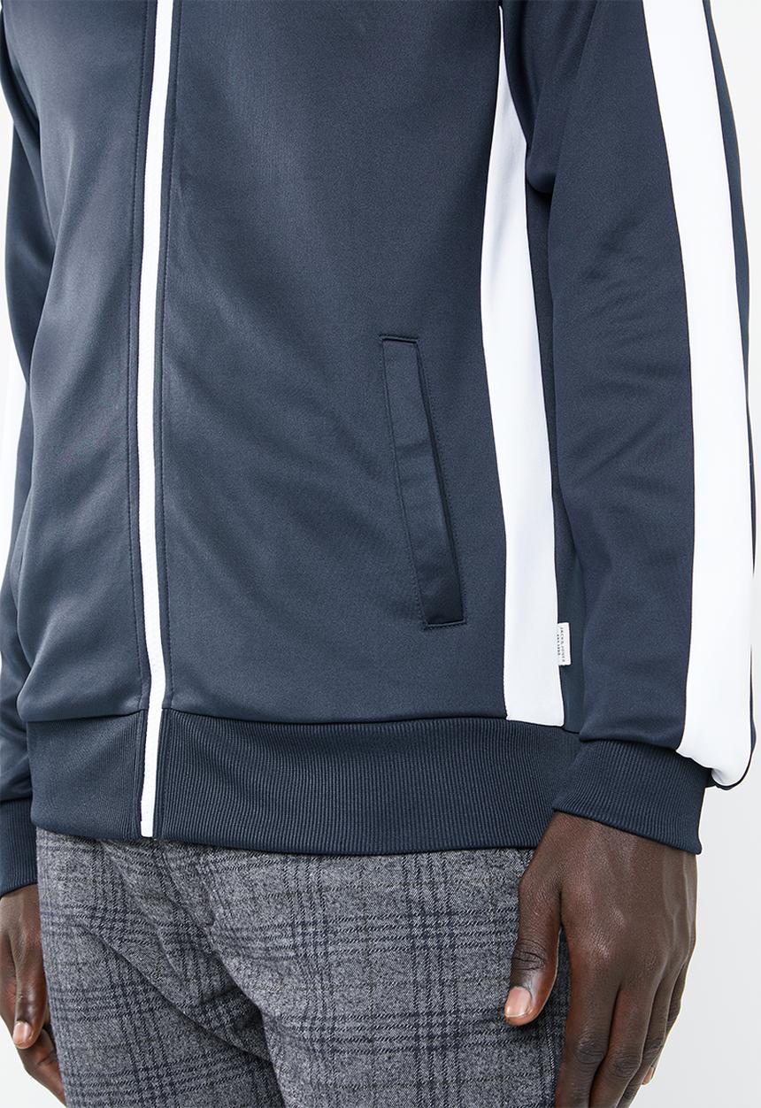 Jack & Jones - Auto sweat high neck side stripe - navy & white