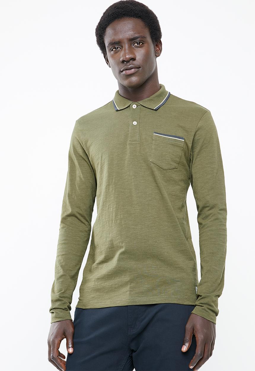 Jack & Jones - Winston long sleeve polo - green
