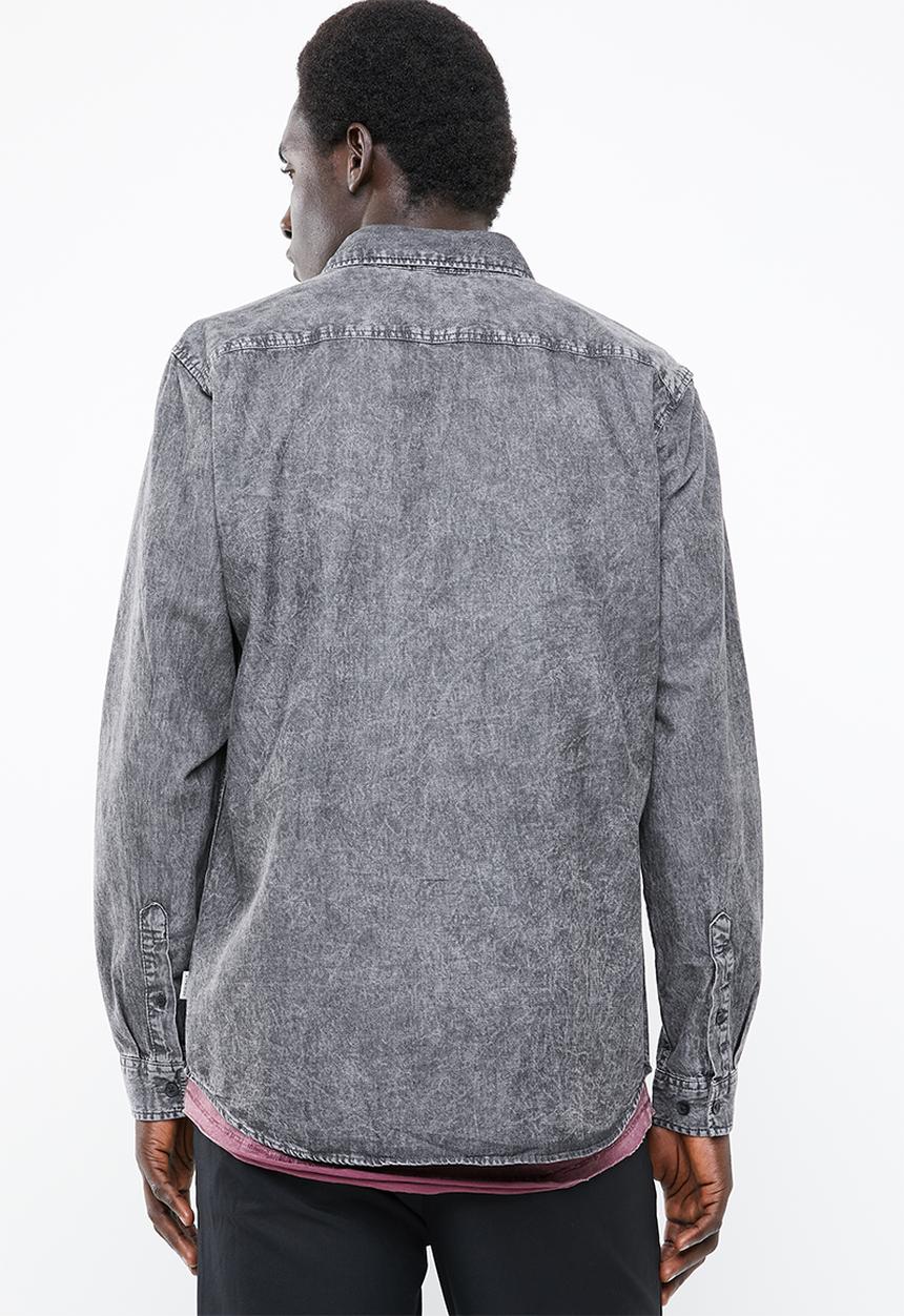 Jack & Jones - Mason long sleeve zip through shirt - black