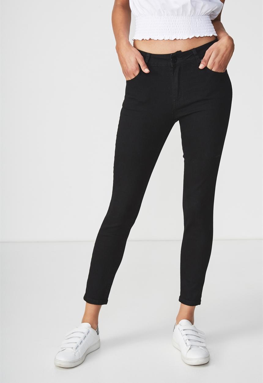 Cotton On - Mid rise grazer skinny jean - black