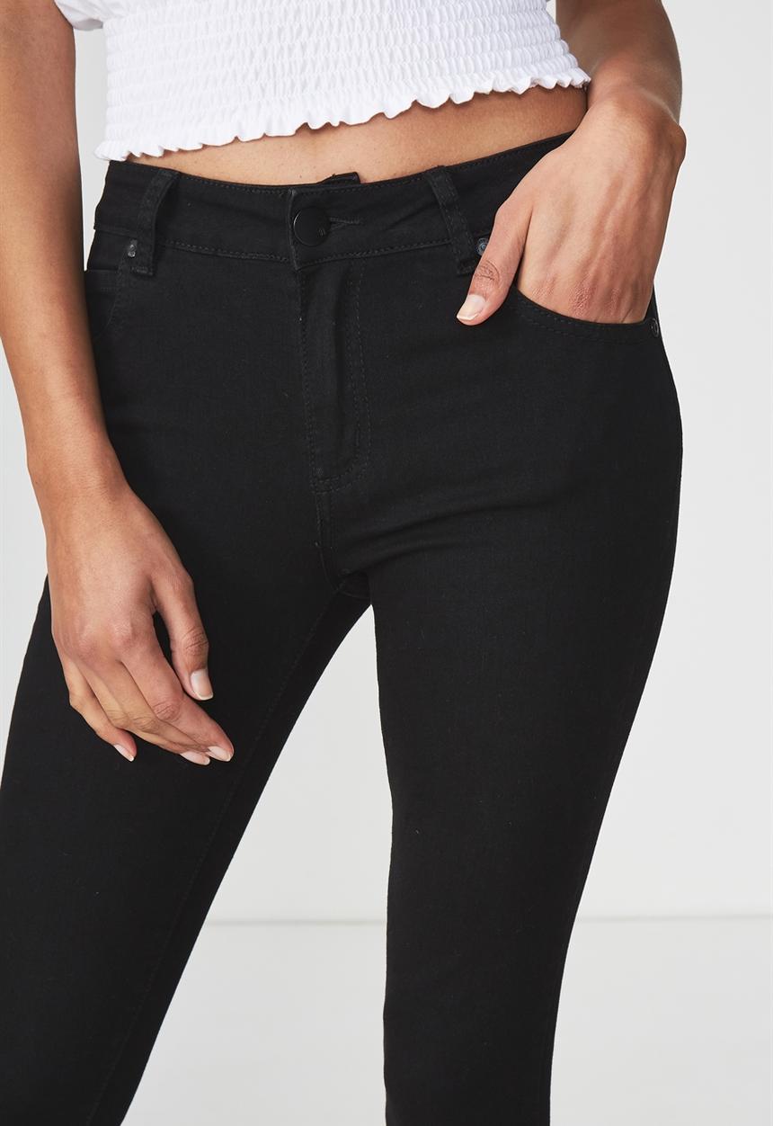 Cotton On - Mid rise grazer skinny jean - black
