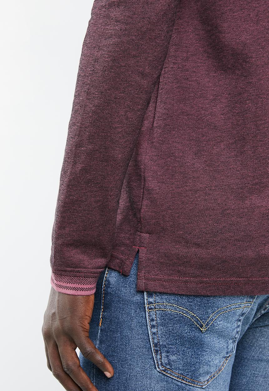 Only & Sons - Stan long sleeve fitted polo tee - purple