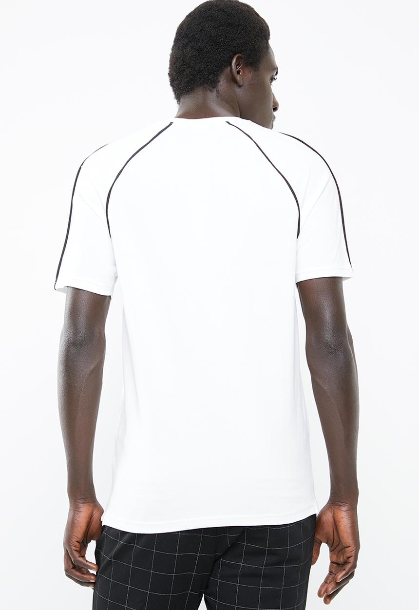 Only & Sons - David raglan zip short sleeve polo - white & black
