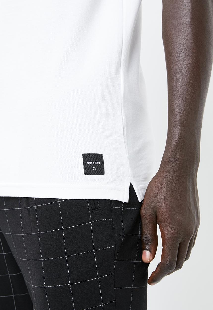 Only & Sons - David raglan zip short sleeve polo - white & black